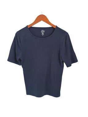J.Crew Womens Perfect Fit Knit Tee Cotton Yarns Navy Size L